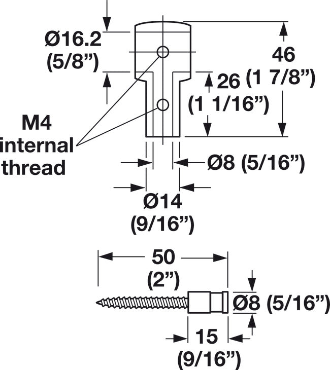 Hafele Railing Post, Kitchen Rail System, Polished Chrome