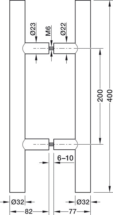 HAFELE DOOR HANDLE FOR SAUNA STA ST CTC 200MM