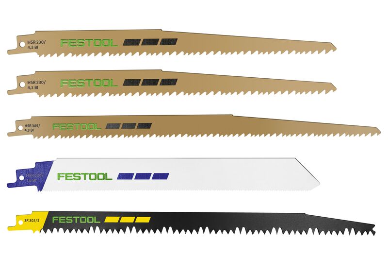 Festool 577496 RS-Sort/5 5-Piece Reciprocating Saw Blade Set BKS SYS3 D3-8 K CE/W