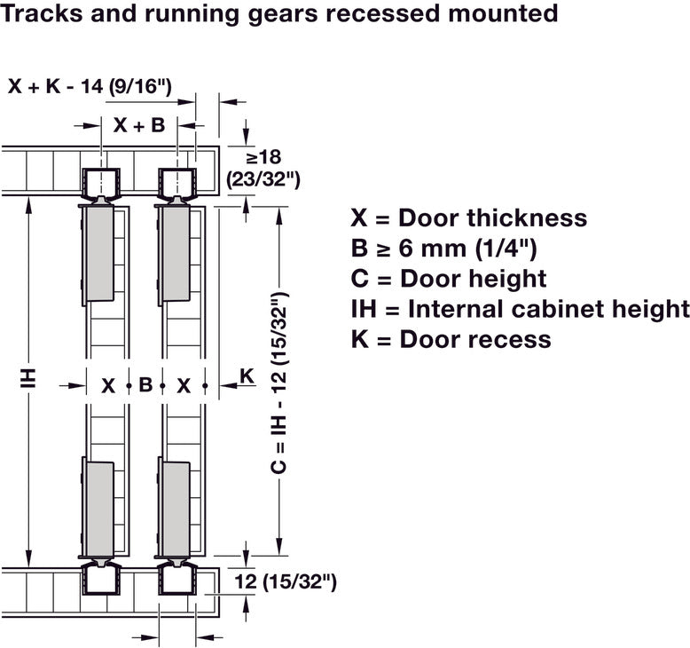 Hafele Slido F-Line18 50A Sliding Door Hardware, One Door Set, With Soft Closing Mechanism, For Door weight 50 kg