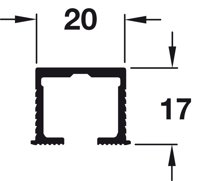 Hafele Aluminum Single Upper Guide Track, for Hawa Clipo 26 H/HM IF, Pre-Drilled Screw Mounting, 2500 mm length