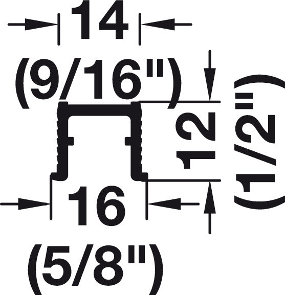 Hafele Aluminum Single Lower Guide Track, for Hawa Regal VF, Glue/Screw Mounting, 3500 mm Length