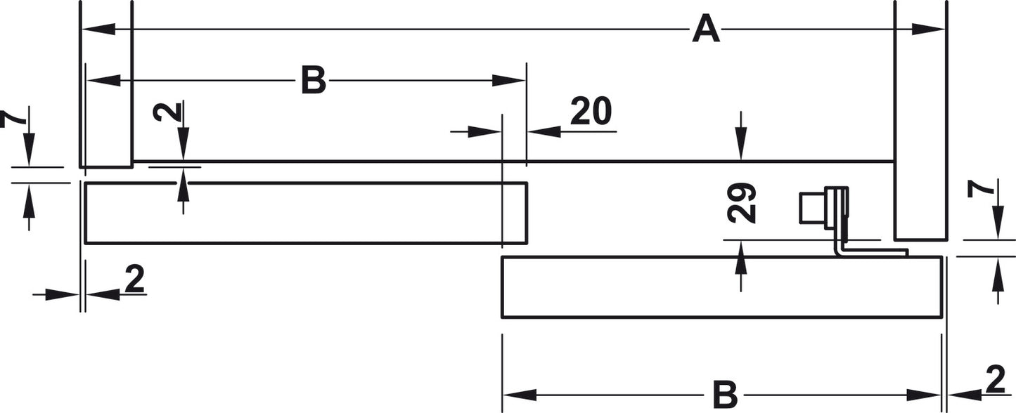 Hafele HAWA Combino 35 H VF Sliding Door Hardware, Two Door Set