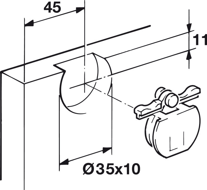 Hafele Plastic Single Lower Guide Track For Hawa Clipo 16 H IF/MF/HM, Press Fitting/Glue, 2500 mm Length