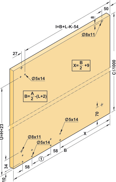 Hafele Coplanar Door, Hawa Frontino 20 H FB Sliding Door Hardware Set, for Base Cabinets 1800-1999 mm
