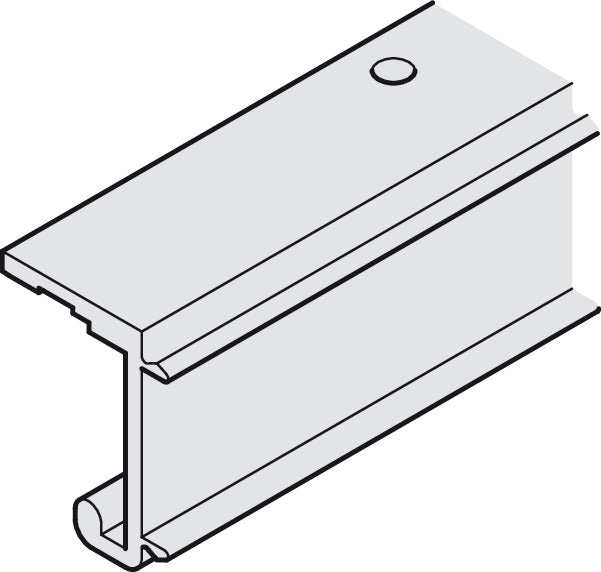 Hafele Aluminum Single Running Track, for Hawa Combino IF/MF, Pre-Drilled Screw Mounting, 2500 mm length