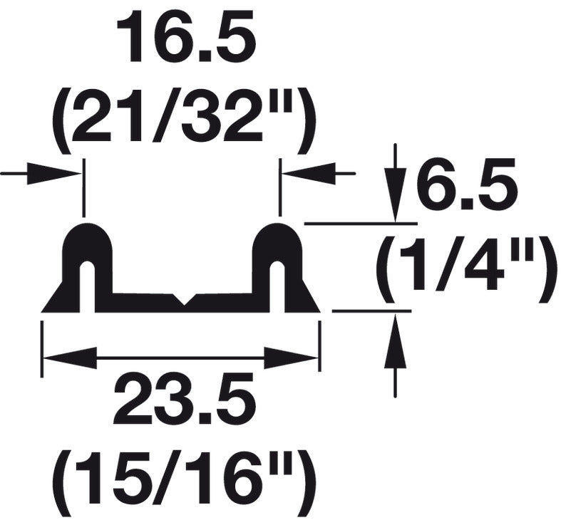 Hafele Aluminum Double Lower Running Track, for Slido F-Line14 25A, Screw-Mounting, 3500 mm Length