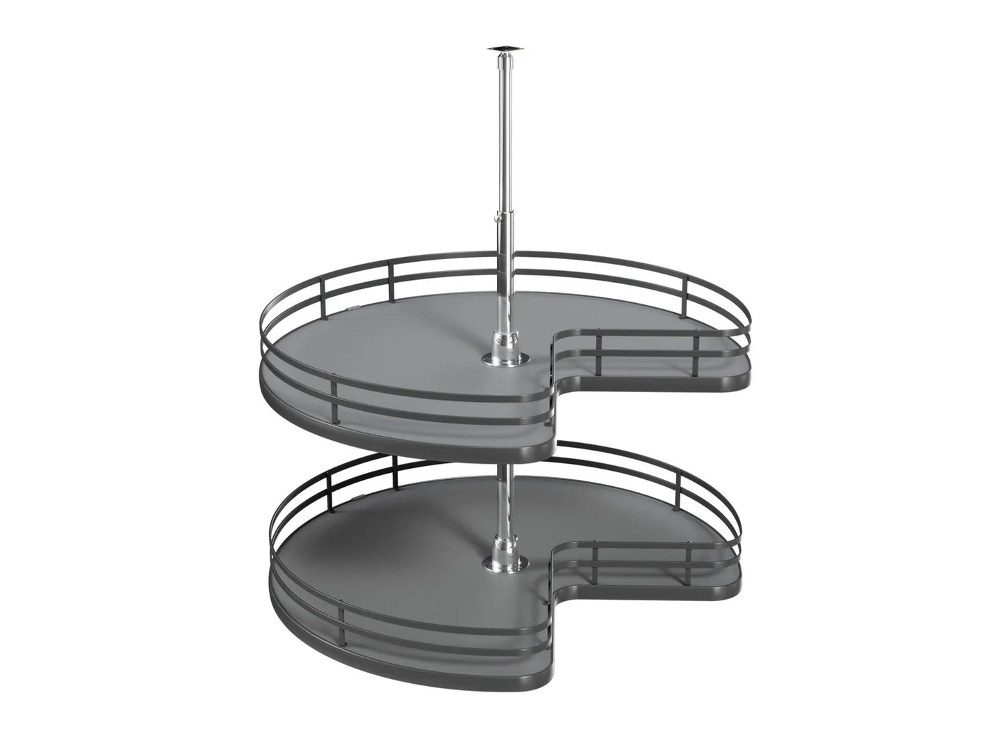 Rev-A-Shelf 53472 Solid Bottom 32" 2-Shelf Kidney-Shaped Lazy Susan with Telescoping Post for Corner Base Cabinet