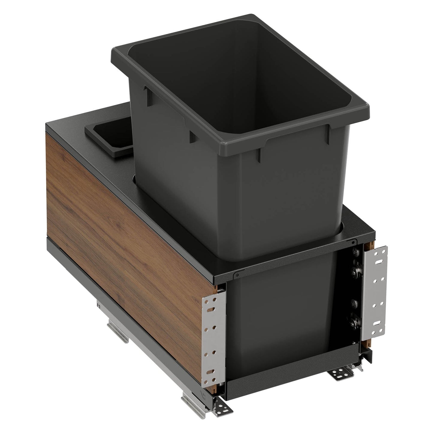 Vauth Sagel ENVI® Planero® 35 Quart Under Drawer Bottom Mount Waste Bin Pull Out with Soft Close, Single Bin & Box, Includes Side Panels (for Min. 12" Face Frame/ 13" Frameless Cabinet Opening)