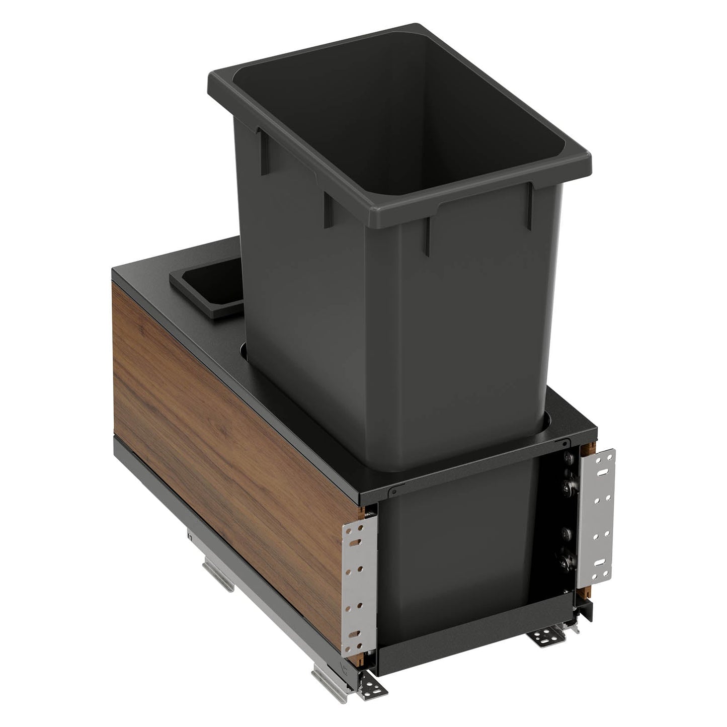 Vauth Sagel ENVI® Planero® 50 Quart Full Height Bottom Mount Waste Bin Pull Out with Soft Close, Single Bin & Box, Includes Side Panels (for Min. 12" Face Frame/ 13" Frameless Cabinet Opening)