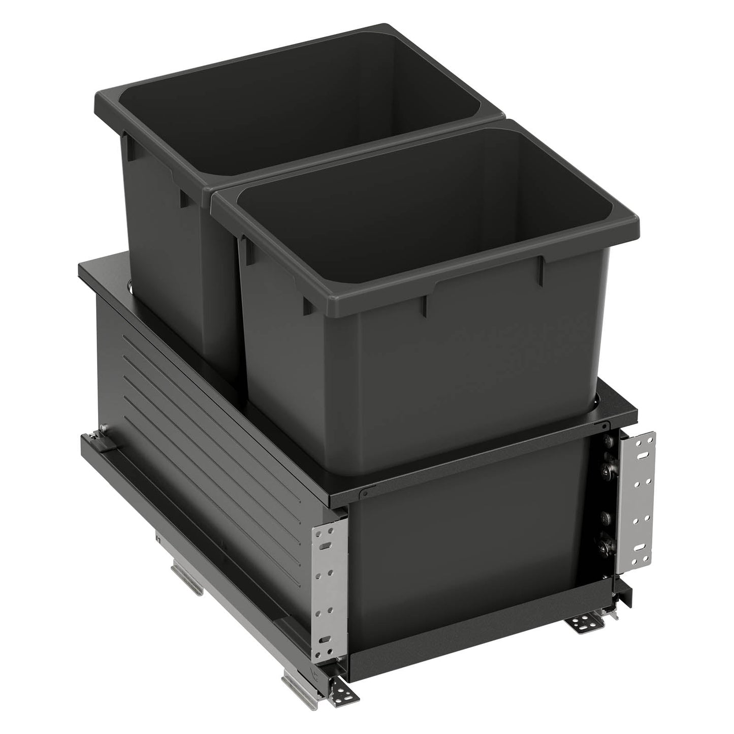 Vauth Sagel ENVI® Planero® 35 Quart Under Drawer Bottom Mount Waste Bin Pull Out with Soft Close, Double Bin, Excludes Side Panels (for Min. 15" Face Frame/ 16" Frameless Cabinet Opening)