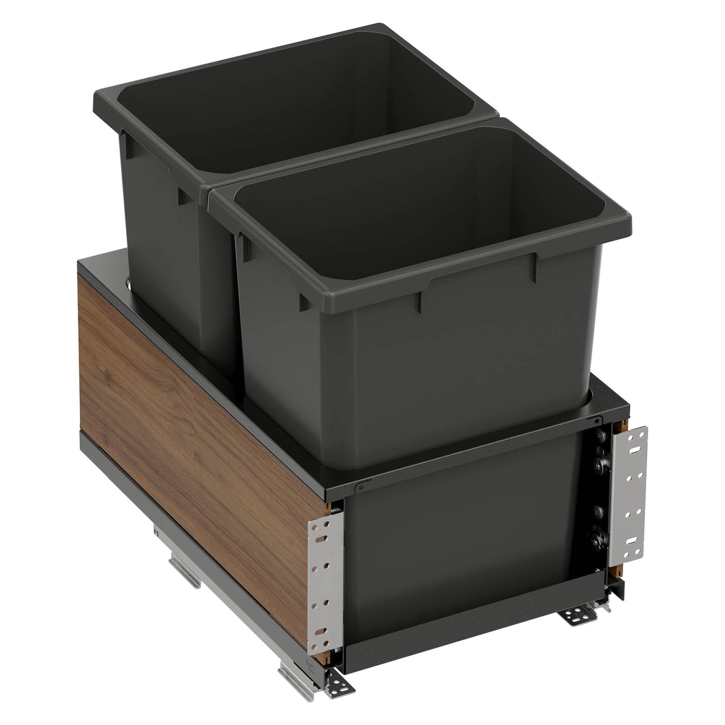 Vauth Sagel ENVI® Planero® 35 Quart Under Drawer Bottom Mount Waste Bin Pull Out with Soft Close, Double Bin, Includes Side Panels (for Min. 15" Face Frame/ 16" Frameless Cabinet Opening)