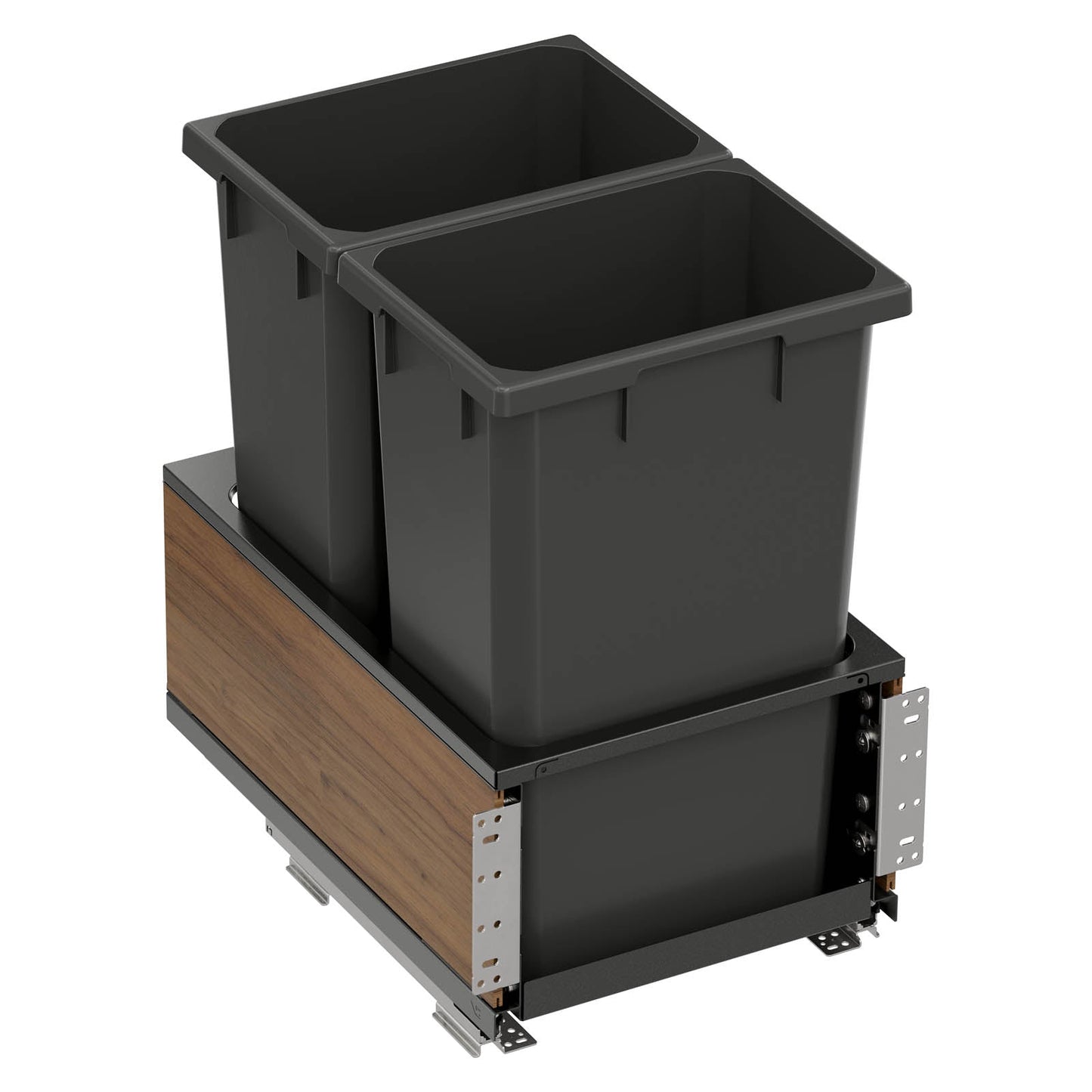 Vauth Sagel ENVI® Planero® 50 Quart Under Drawer Bottom Mount Waste Bin Pull Out with Soft Close, Double Bin, Includes Side Panels (for Min. 15" Face Frame/ 16" Frameless Cabinet Opening)