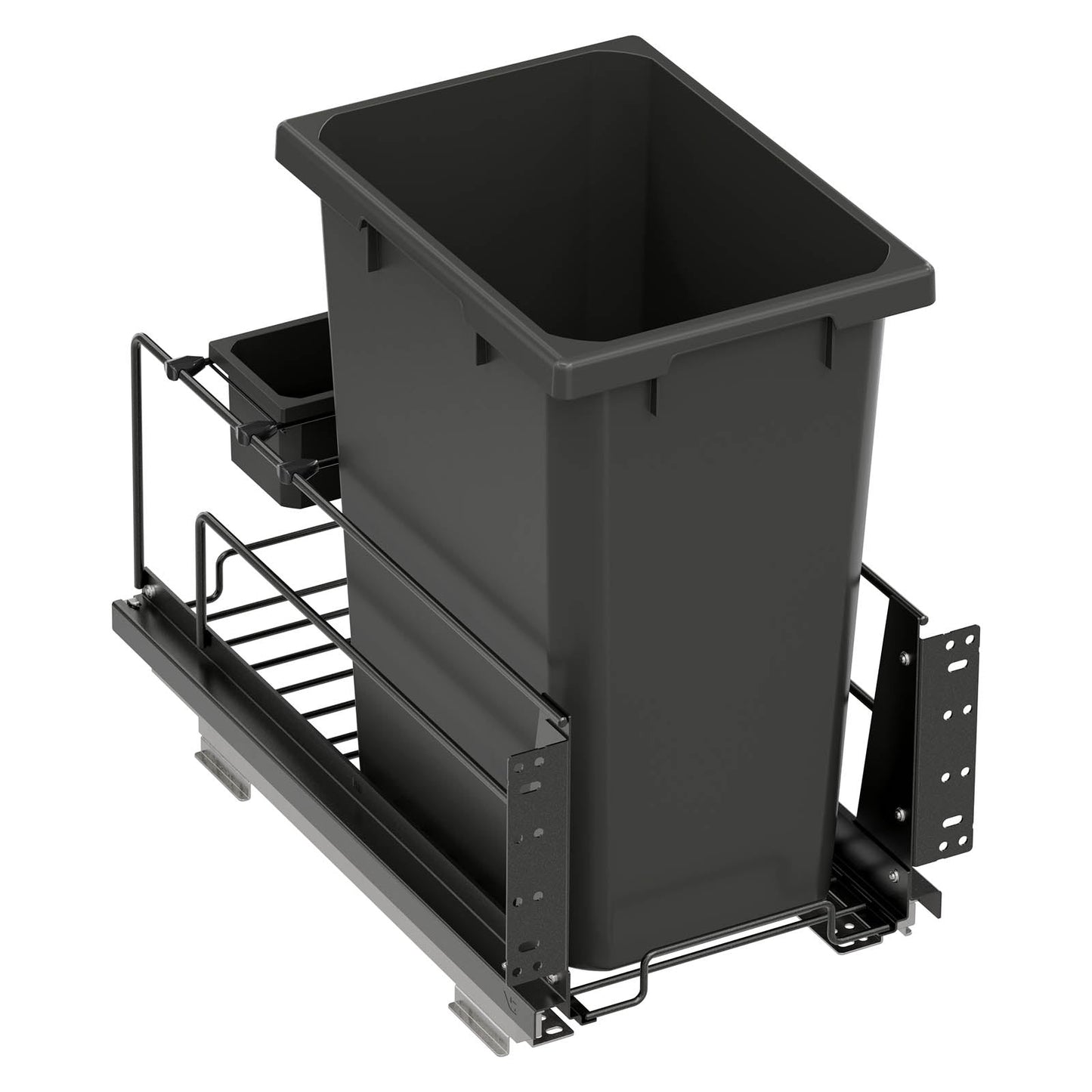 Vauth Sagel ENVI® Saphir FLATPACKED 35 Quart Under Drawer Bottom Mount Waste Bin Pull Out with Soft Close, Single Bin & Box (for Min. 12" Face Frame/ 13" Frameless Cabinet Opening)