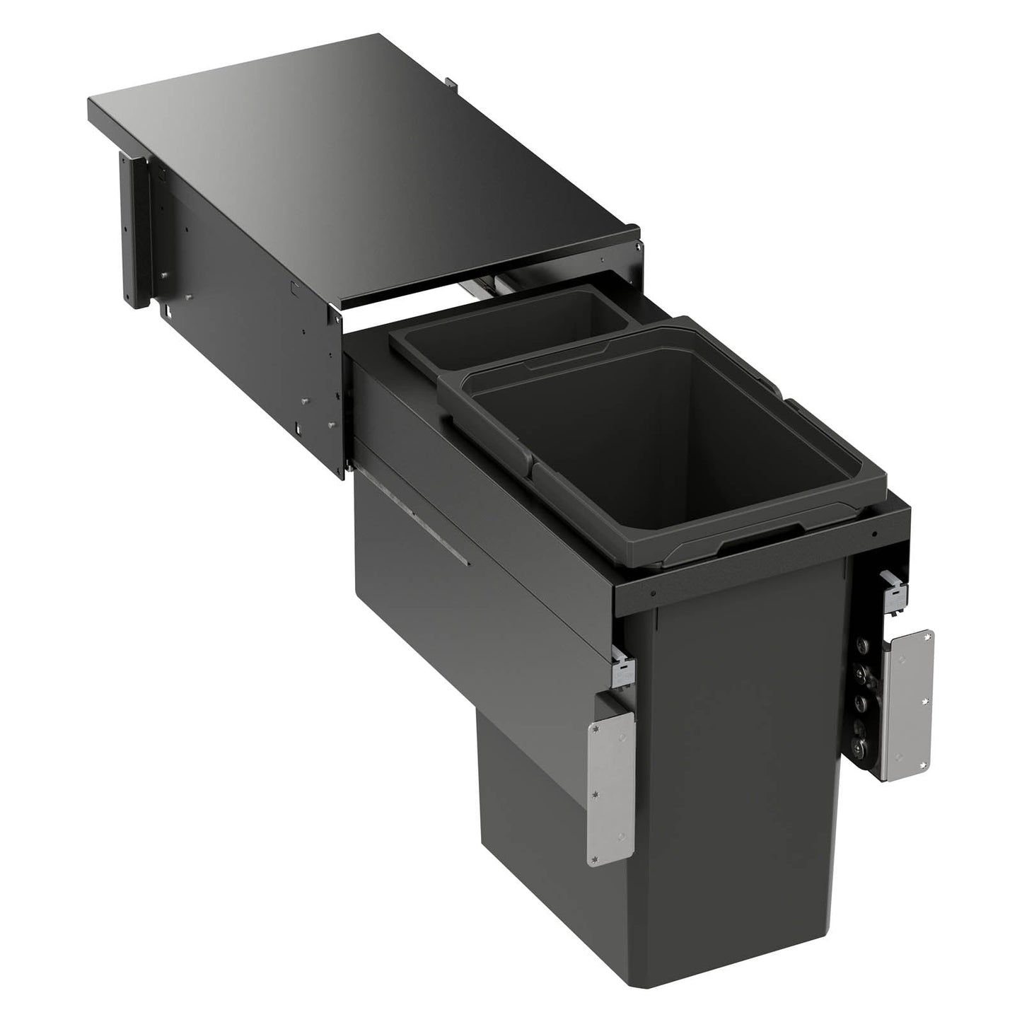 Vauth Sagel ENVI® Space XX 31 Quart Under Drawer Top Mount Waste Bin Pull Out with Soft Close, Single Bin & Box (for 12" Face Frame Cabinet Opening, 15" Cabinet Width)
