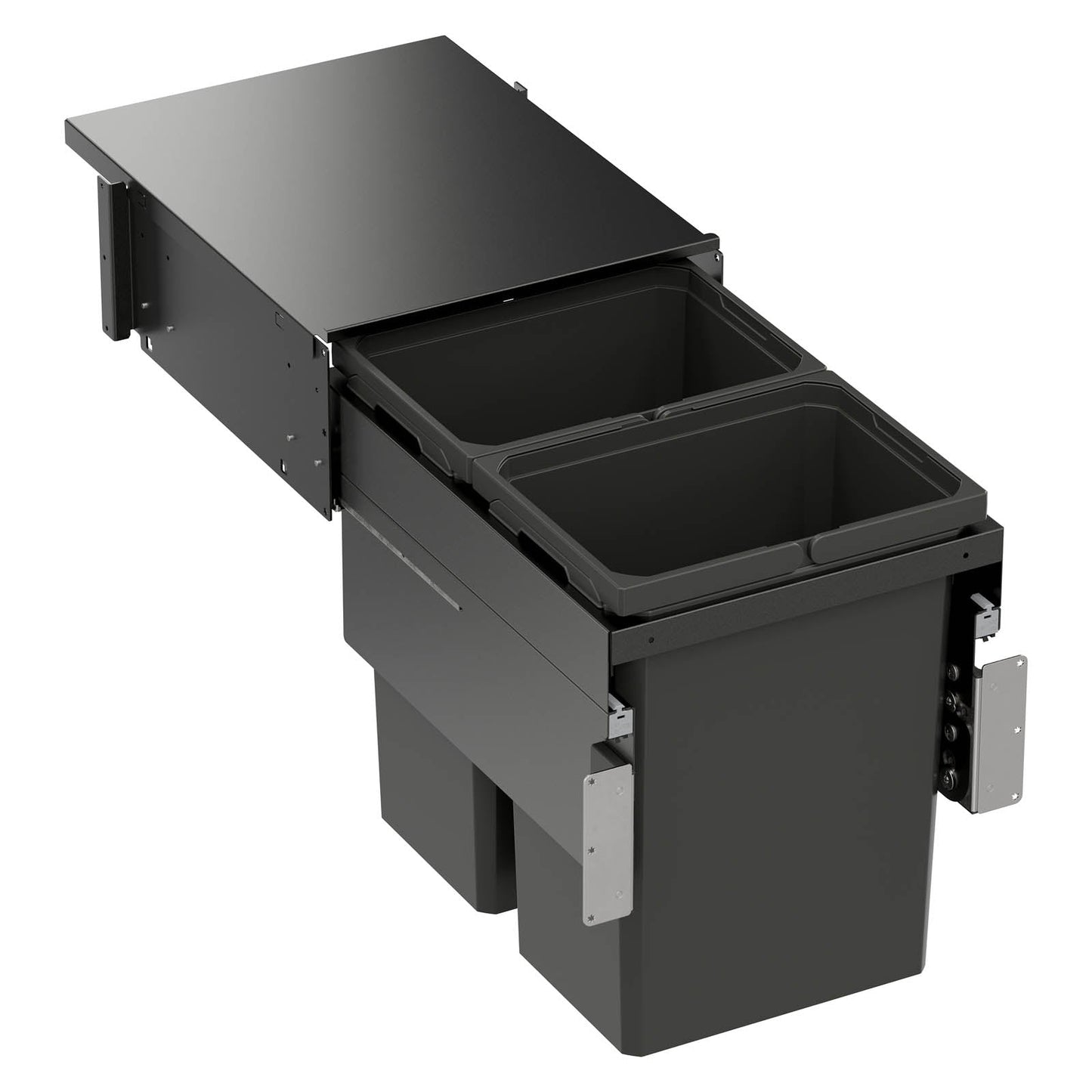 Vauth Sagel ENVI® Space XX 31 Quart Under Drawer Top Mount Waste Bin Pull Out with Soft Close, Double Bin (for 15" Face Frame Cabinet Opening, 18" Cabinet Width)