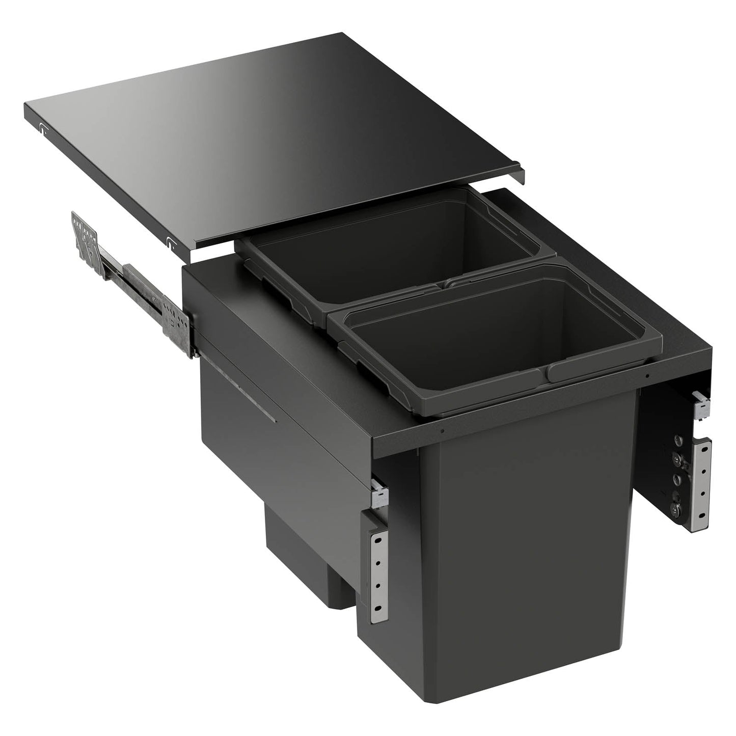Vauth Sagel ENVI® Space XX 31 Quart Under Drawer Top Mount Waste Bin Pull Out with Soft Close, Double Bin (for 19-1/2" Frameless Cabinet Opening, 21" Cabinet Width)