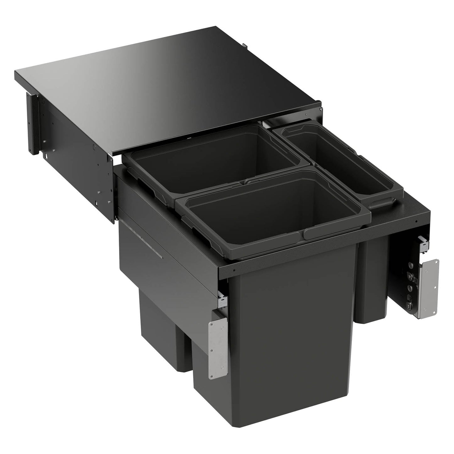 Vauth Sagel ENVI® Space XX 31 Quart Under Drawer Top Mount Waste Bin Pull Out with Soft Close, Triple Bin (for 21" Face Frame Cabinet Opening, 24" Cabinet Width)