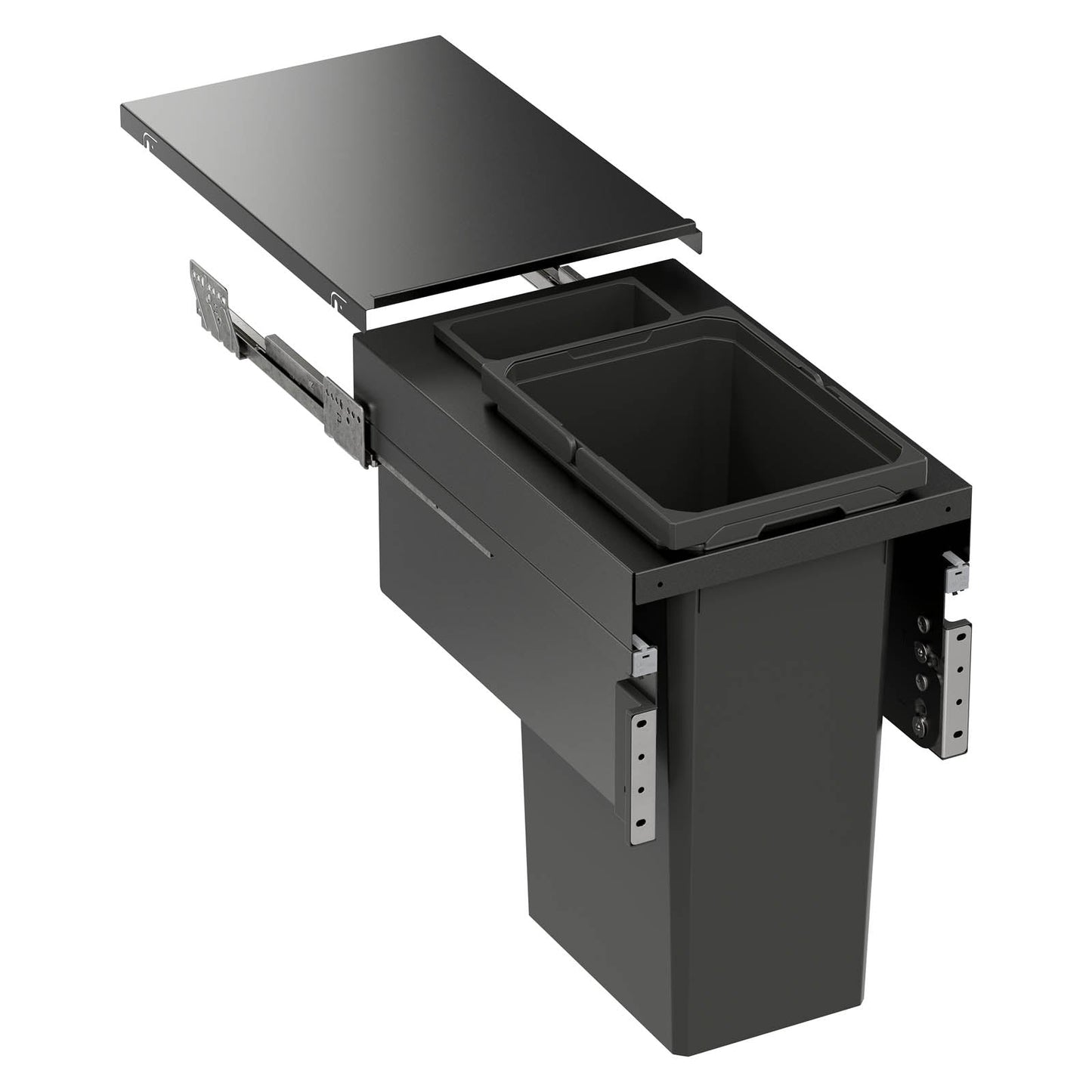 Vauth Sagel ENVI® Space XX 31 Quart Full Height Top Mount Waste Bin Pull Out with Soft Close, Single Bin & Box (for 13-1/2" Frameless Cabinet Opening, 15" Cabinet Width)