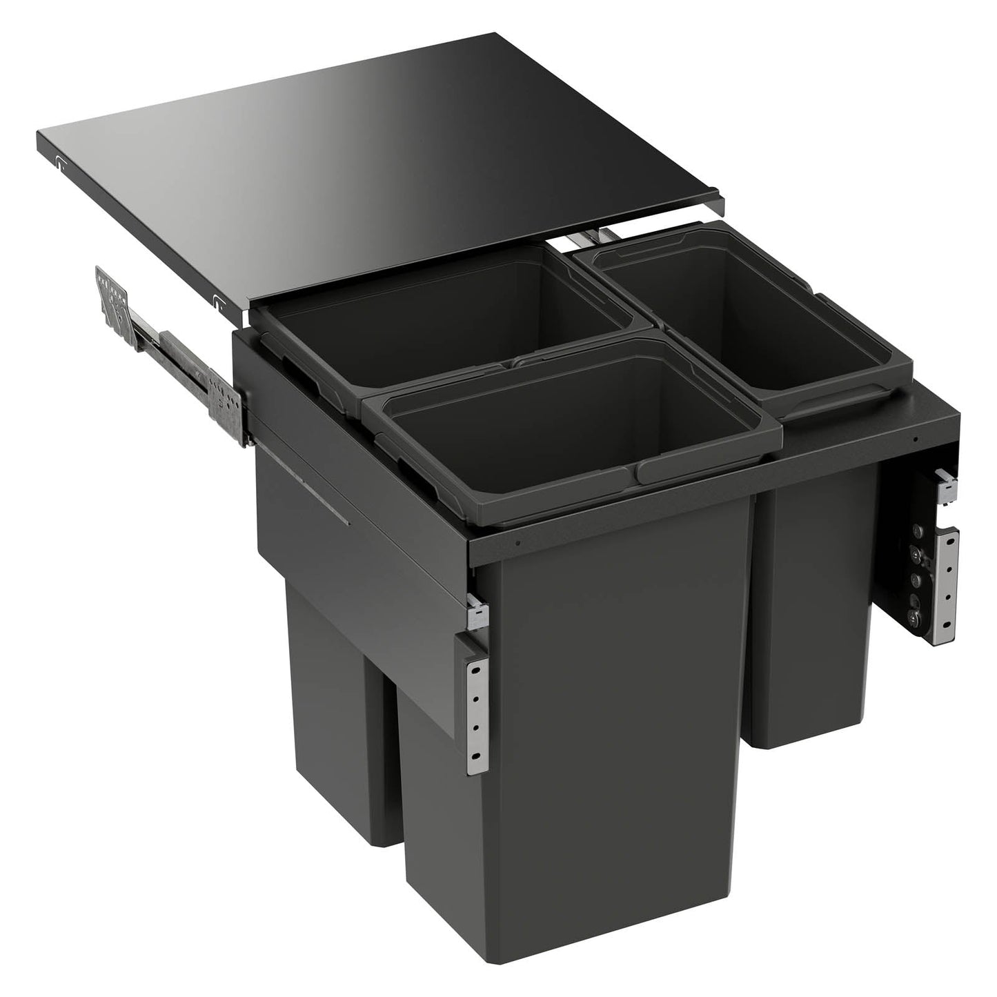 Vauth Sagel ENVI® Space XX 31 Quart Full Height Top Mount Waste Bin Pull Out with Soft Close, Triple Bin (for 22-1/2" Frameless Cabinet Opening, 24" Cabinet Width)