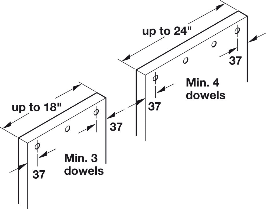 Hafele Fluted Wood Dowel, Bulk Packs