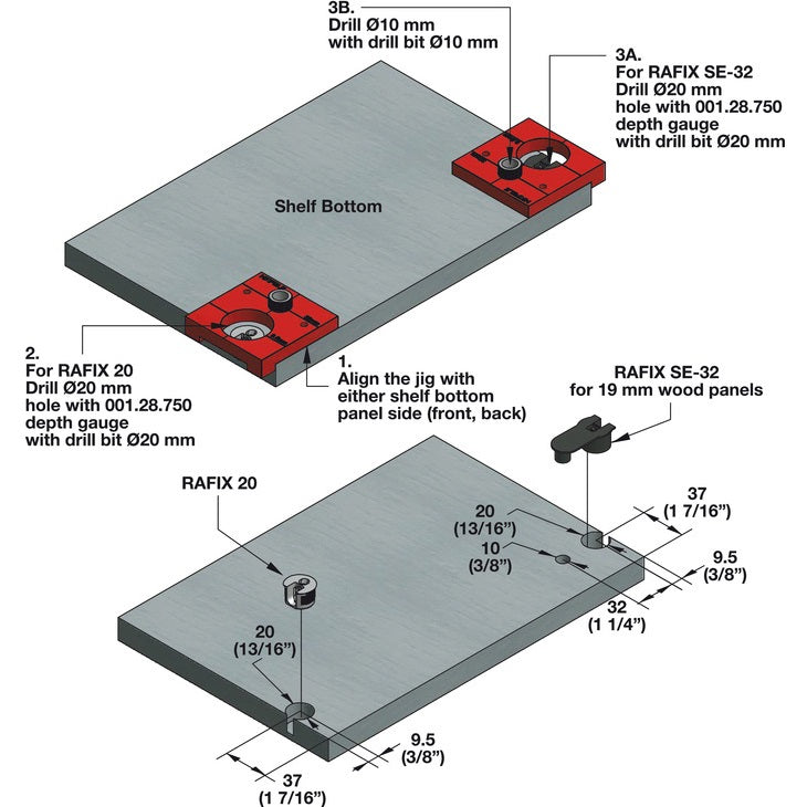 Hafele 001.25.639 Rafix Installer Kit for Rafix 20/Rafix-SE 32 Systems