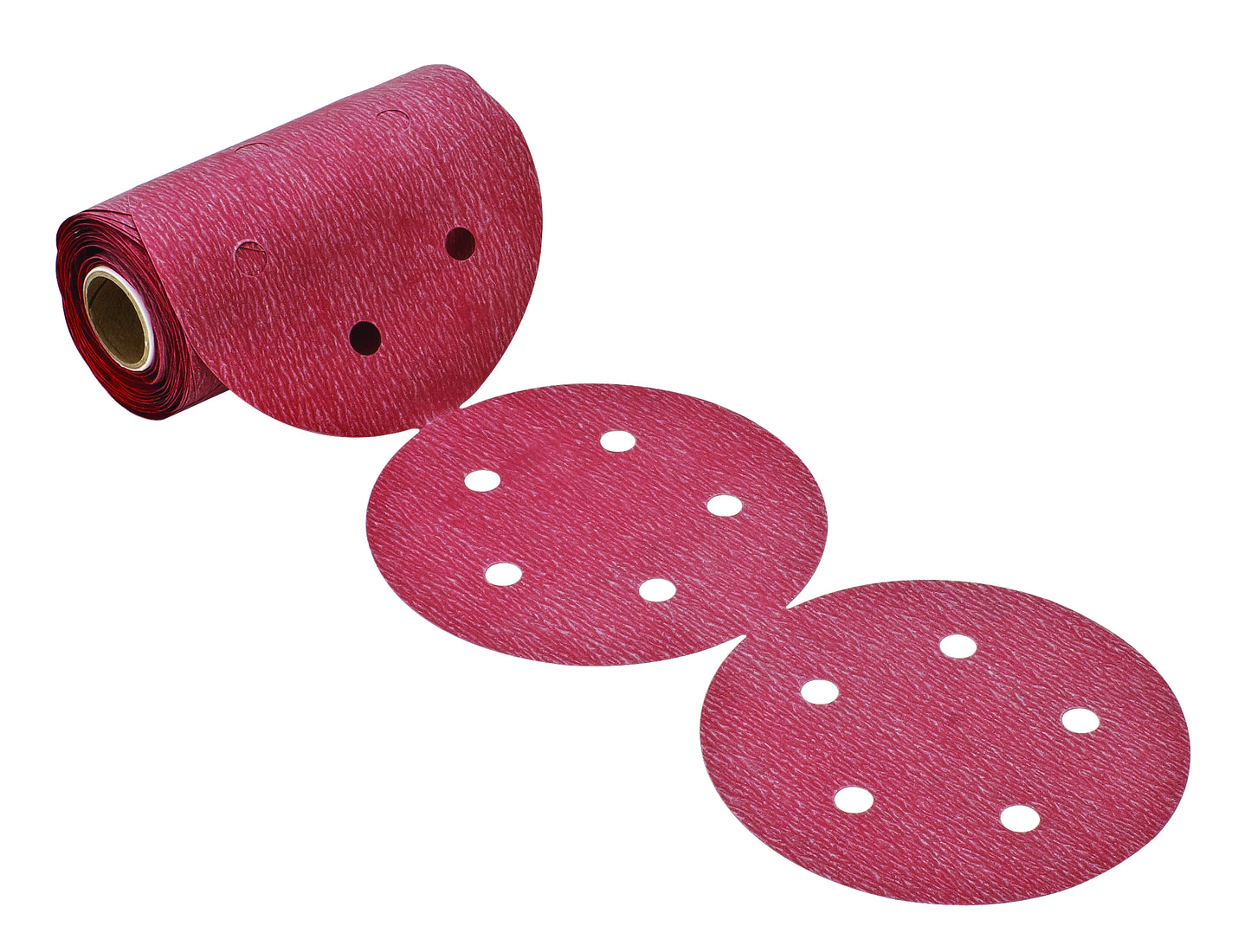 A/O Premier Red 5" Sanding Disc Roll with Holes PSA 100 Pack