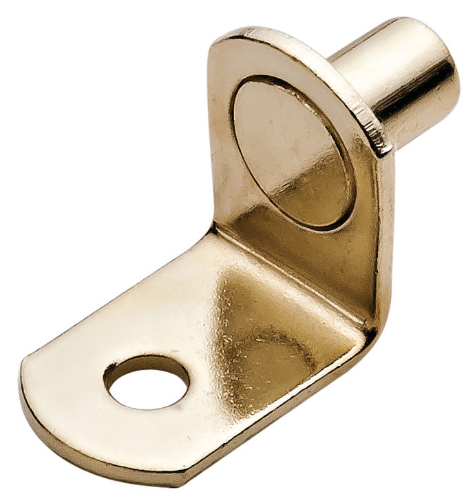 Angled Brass Plated Shelf Pin 1/4" with Screw Hole