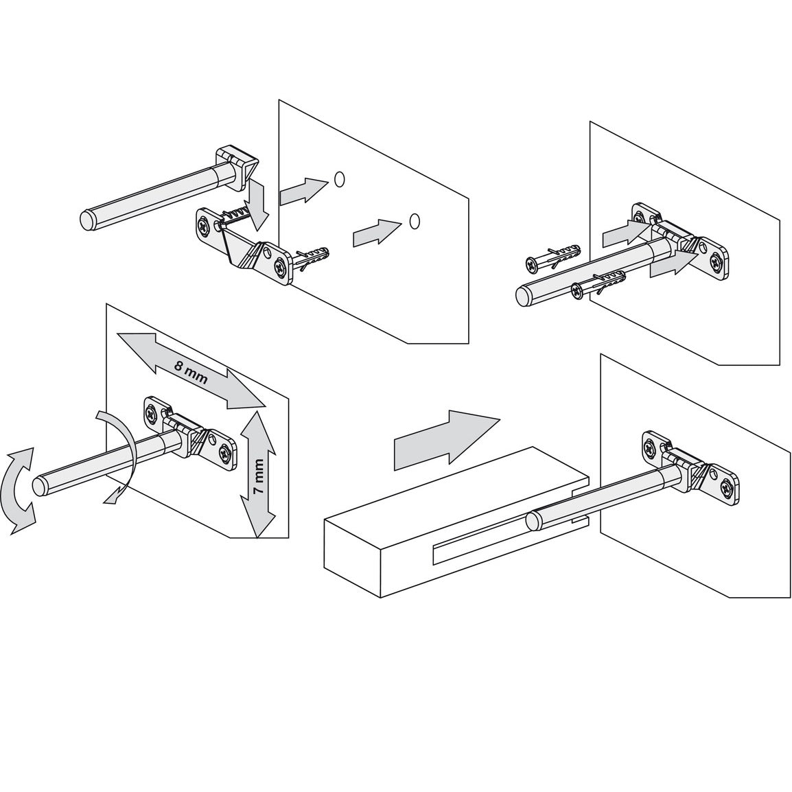 Hafele Concealed Shelf Support with Inclination Adjustment