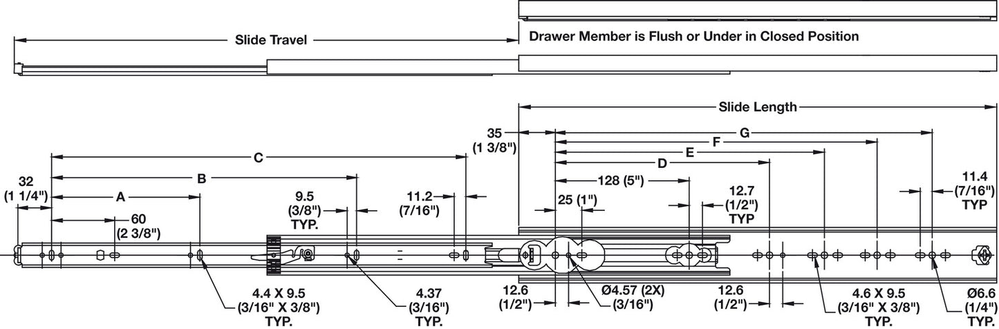 3634 Drawer Slide Heavy Duty Full Extension w/ Overtravel - Accuride