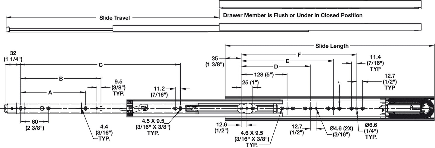 3634EC Soft Close Drawer Slide Heavy Duty Full Extension w/ Overtravel - Accuride