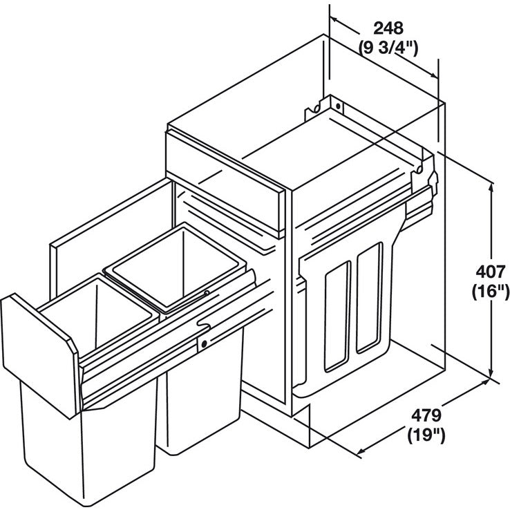 Hailo Top Mount Double Waste Bin Pull Out, Easy Cargo 30