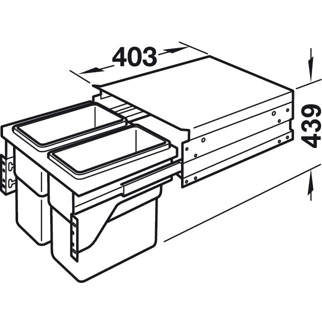 Hailo Euro Cargo S Built-In Bottom Mount Double Waste Bin Pull Out with Soft Close
