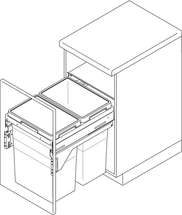 Hailo Top Mount Double Waste Bin Pull Out, Euro Cargo 45