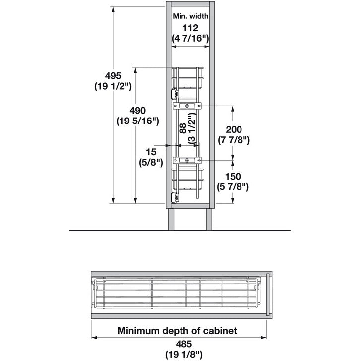Hafele 2 Tier Organizer Base Pull-Out for Narrow Cabinet
