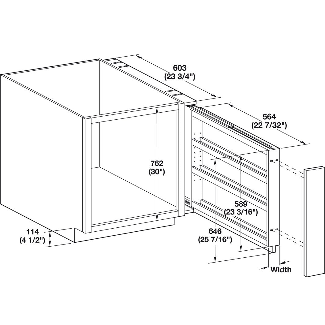 Hafele Filler Base Pull-Out Grass Elite Undermount Slides, Soft Close