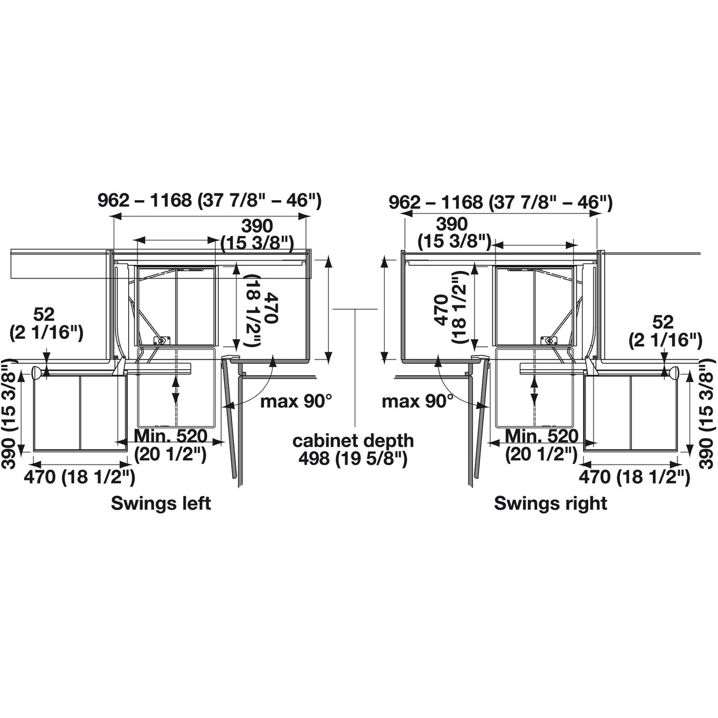 Peka Magic Corner II Frame for Blind Corner Cabinets