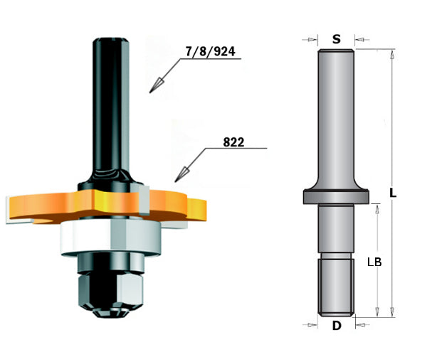 CMT Arbors For Slot Cutters 822 Router Bit
