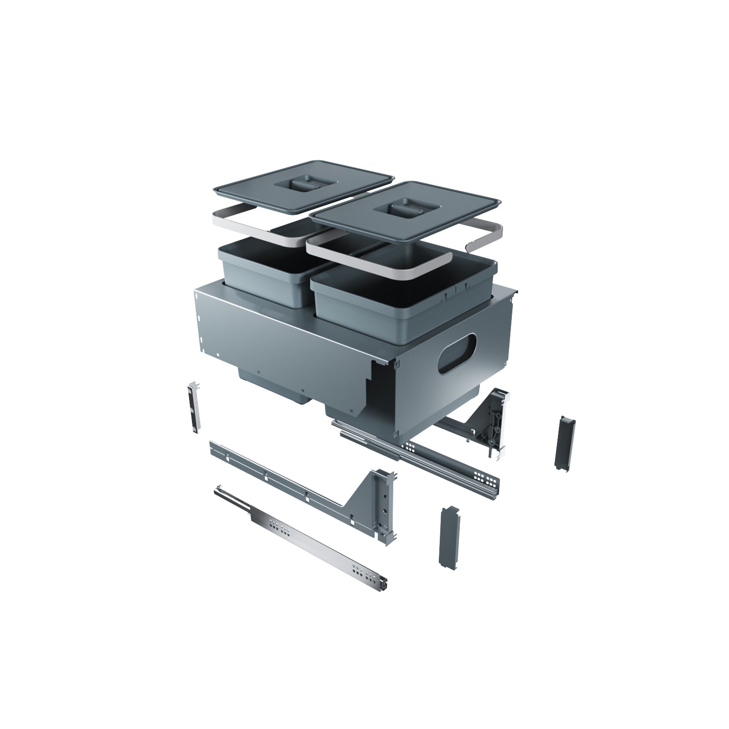 Elletipi Block 2.0 Top Mount Large Capacity Waste Bin Pullout Kit with Plastic Lids