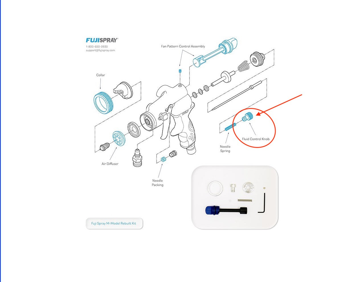 Fuji Spray Fluid Control KNOB ONLY for M-Model Spray Gun