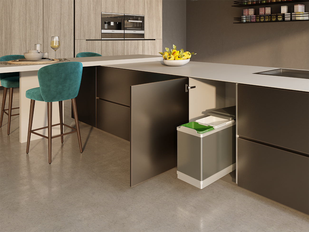 Elletipi Tower Waste Bin Pullout Kit with Thermoplastic Slider