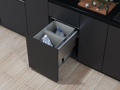 Vauth Sagel ENVI® Space XX 31 Quart Under Drawer Top Mount Waste Bin Pull Out with Soft Close, Single Bin & Box (for 13-1/2" Frameless Cabinet Opening, 15" Cabinet Width)