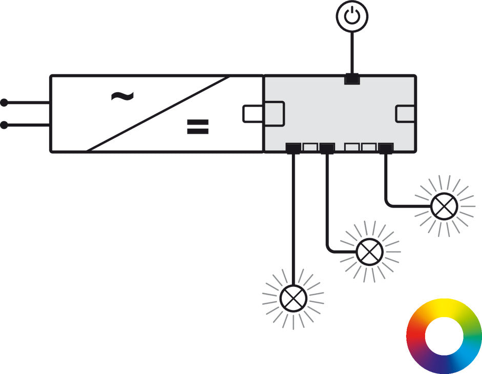 Hafele Loox5 24V 6-Way Distributor, Manual RGB Control