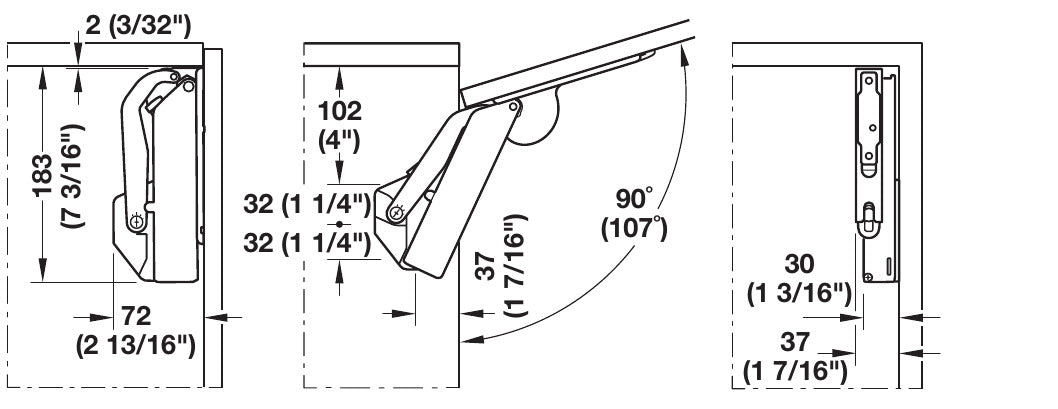 Hafele Free Space Swing-Up Lift 6.15 Heavy Duty