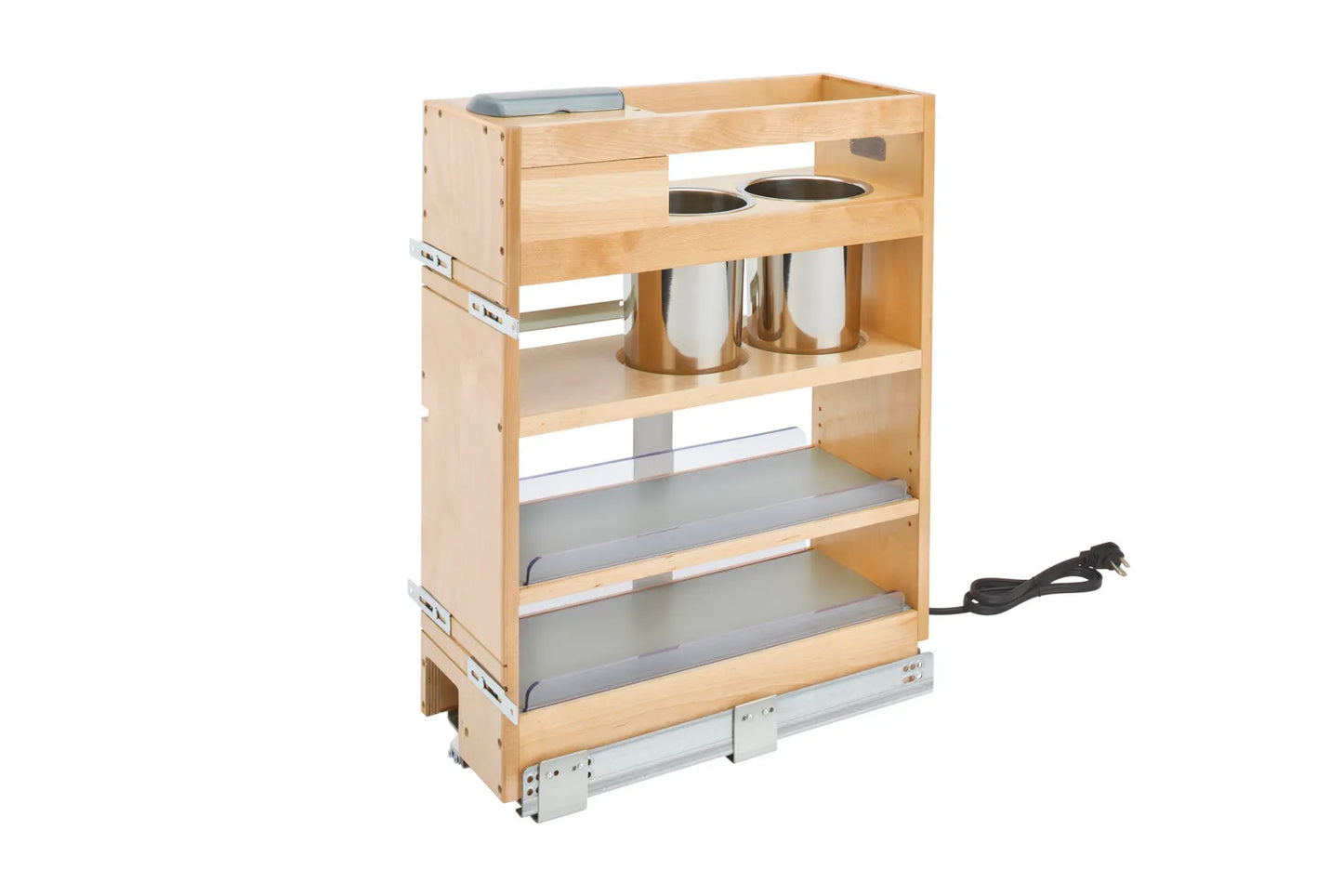 Rev-A-Shelf 445 Vanity Outlet Grooming Organizer Base Pull-Out for 12" Face Fame Full-Height Vanity