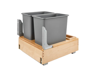 Rev-A-Shelf 4WCBM Maple Bottom Mount Waste Bin Pull Out with Rev-A-Motion