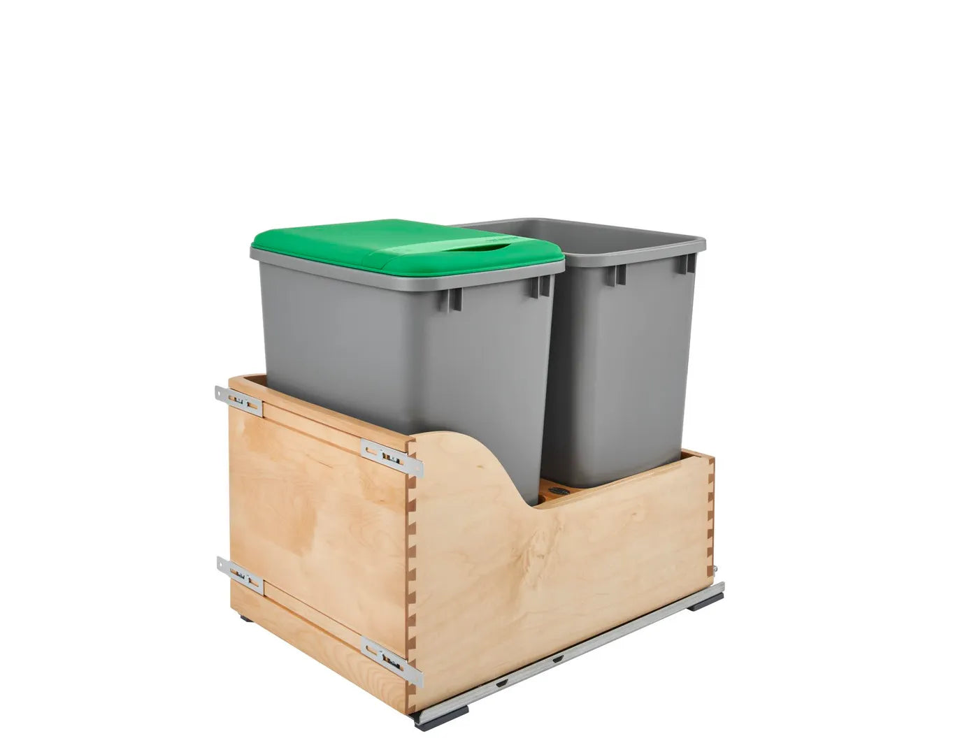 Rev-A-Shelf 4WCSC Wood Bottom Mount Waste Bin Pull Out for Overlay Application, with Blum Movento, Blumotion Soft-Close