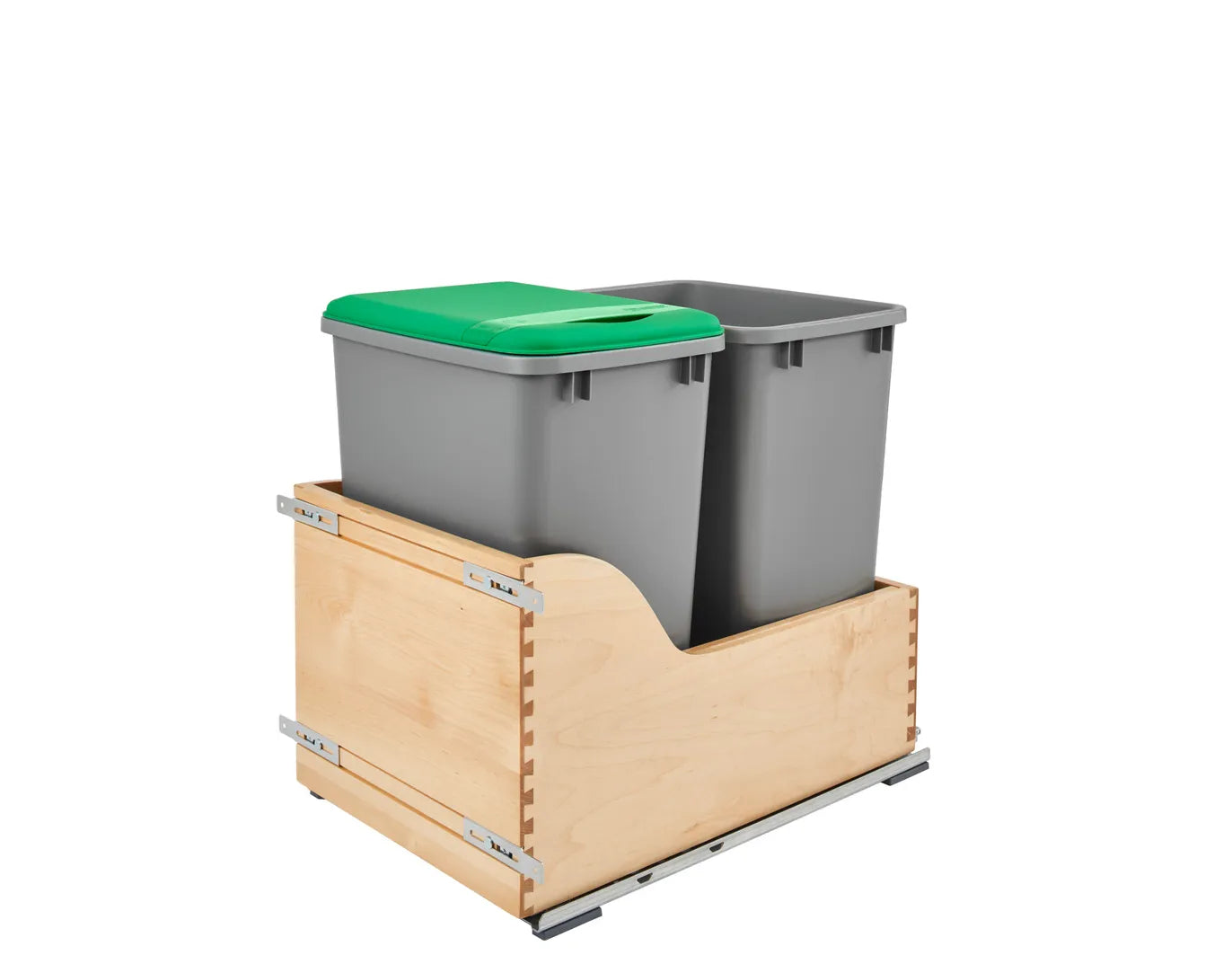 Rev-A-Shelf 4WCSC Maple Hardwood Bottom Mount Waste Bin Pull Out for Inset Application, with Blum Movento, Blumotion Soft-Close