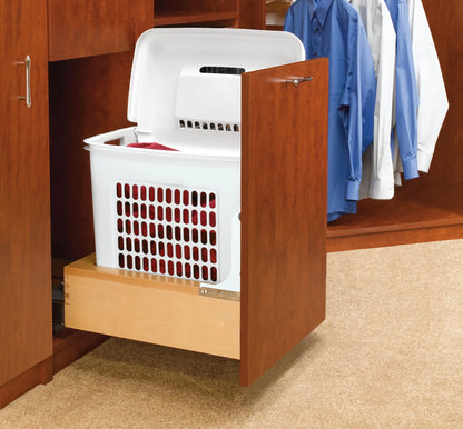 Rev-A-Shelf 4WH Wood Bottom Mount Hamper with Rev-A-Motion Soft-Close for 18" Cabinet