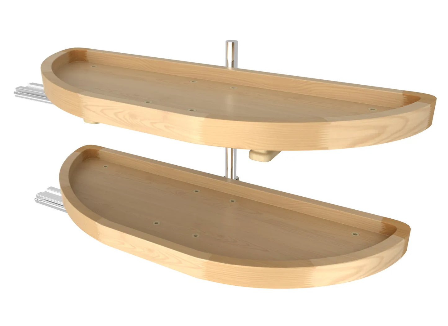 Rev-A-Shelf 4WLS882 Series (2) Shelf Wood Classic Half-Moon Lazy Susan w/ Pivot and Slide